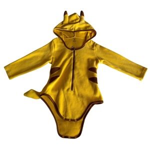 LittleForBig Yellow Fleece Pikachu Cosplay Bodysuit Hooded Onesie XS